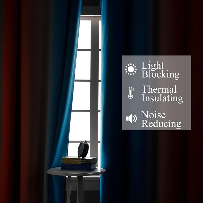 Ombre Orange and Blue Blackout Curtains 54 Inch Length 2 panels, Full Room - Image 3