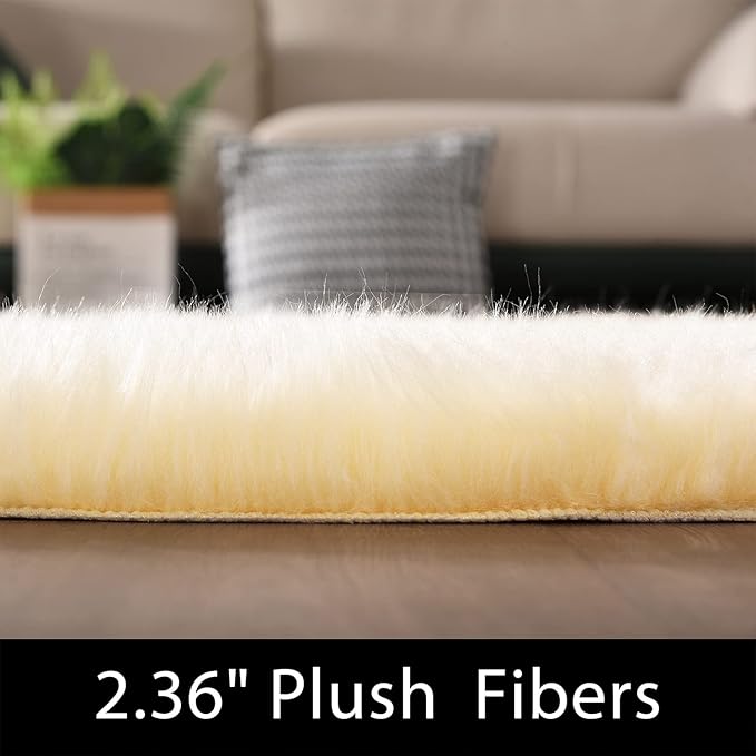 Latepis 3x4 Rugs Yellow Fur Rug Washable Faux Sheepskin Rug Shag Fluffy Rugs - Image 2