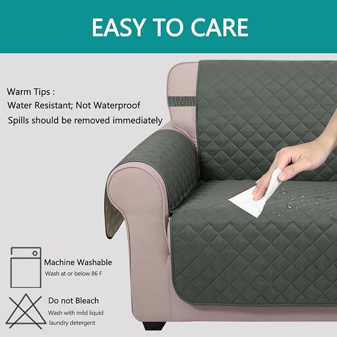 U-NICE HOME Reversible Oversized Chair Covers Quilted Water Repellent Pet - Image 4