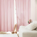 HOMEIDEAS Non-See-Through Light Pink Privacy Sheer Curtains, 52 X 84 Inches by HOMEIDEAS
