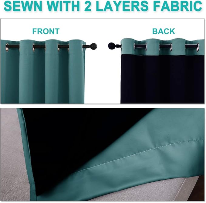 NICETOWN Full Shading Curtains 90" Long 2 Panels Set - Image 5