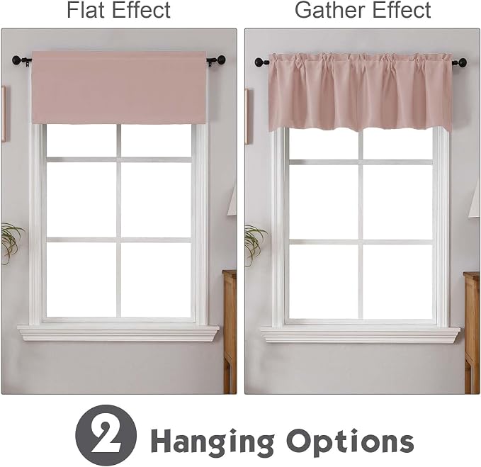 Chyhomenyc Blush Pink Valances for Window, Room Darkening Short Curtains for - Image 2