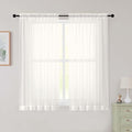 Sheer Ivory Curtains for Bedroom Living Room 54 Inch Length 2 Panels Set by WelvetBLK