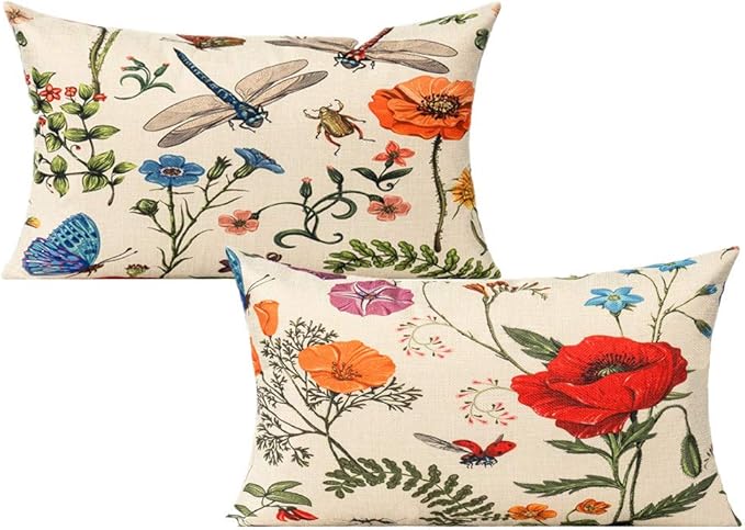 All Smiles Lumbar 12x20 Throw Pillow Covers Set of 2 Outdoor Summer Spring by AllSmiles