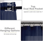 Navy Blue Sheer Curtain for Bedroom Living Room 72 Inches Long 2 Panels Set - Image 4