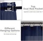 Sheer Navy Blue Curtains for Bedroom Living Room 54 Inch Length 2 Panels Set - Image 4