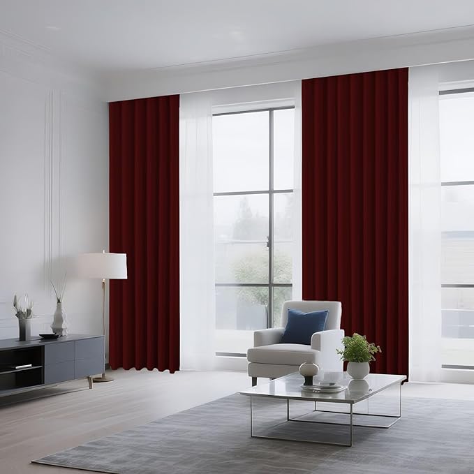 CUCRAF Burgundy Red Blackout Curtains 96 inch Length 2 Panels Set, Rod Pocket - Image 8