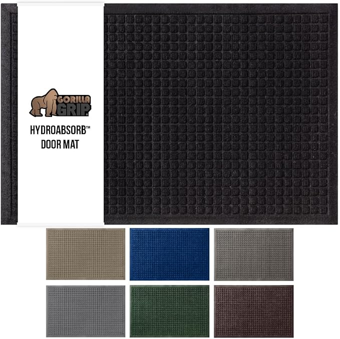 GORILLA GRIP® Ultra Absorbent Front Door Mat Outside Entrance, Traps Dirt and by GorillaGrip