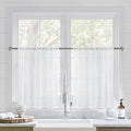 DWCN Short White Sheer Curtains 36 inches Long 2 Panels, Kitchen Tiers Valances by DWCN