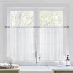DWCN Short White Sheer Curtains 36 inches Long 2 Panels, Kitchen Tiers Valances by DWCN