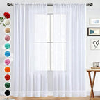 SpaceDresser Basic Rod Pocket Sheer Voile Window Curtain Panels White 1 Pair 2 by SpaceDresser
