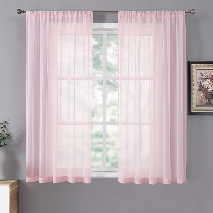 Tollpiz Sheer Curtains Linen Textured Bedroom Curtain Sheers Light Filtering by Tollpiz