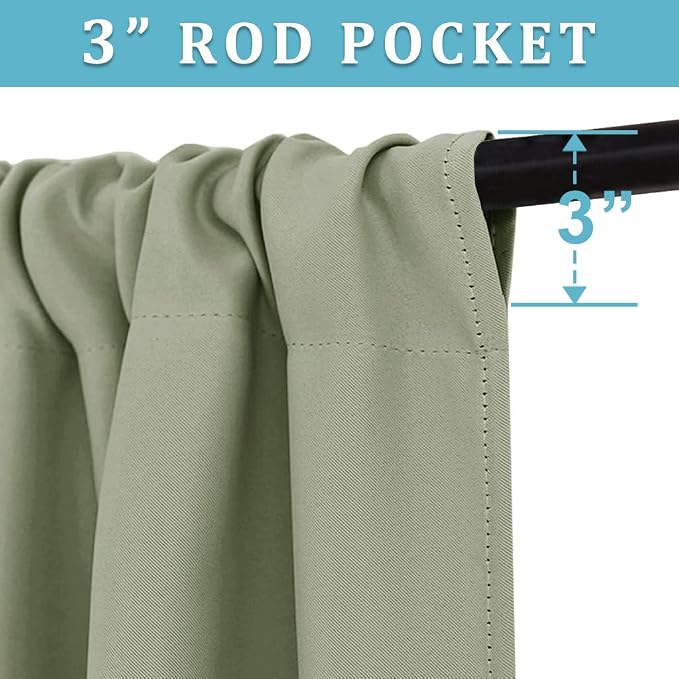 RYB HOME Blackout Curtains for Bedroom Living Room 63 inches Long, Thermal - Image 2