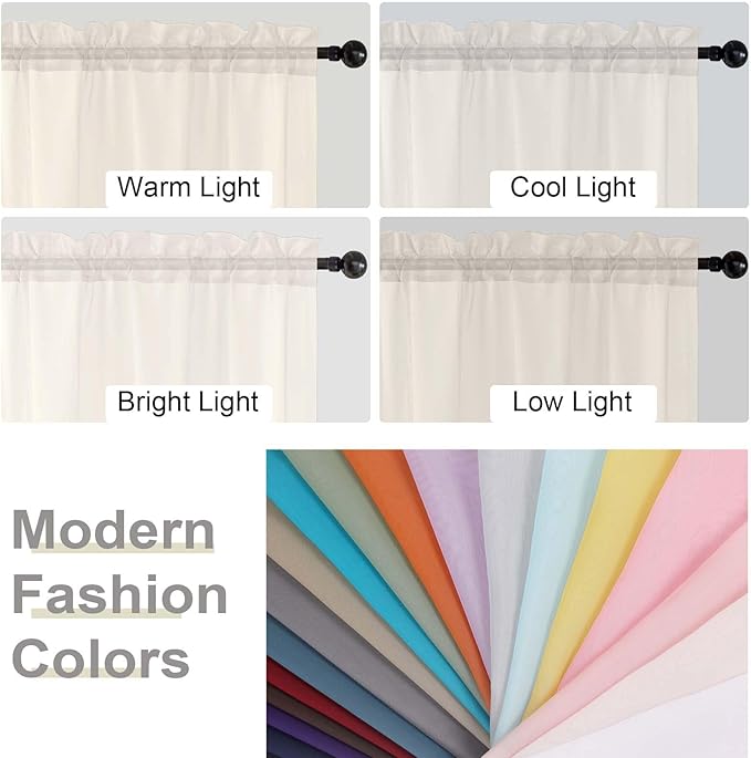 Sheer Cream Curtains for Bedroom Living Room 90 Inches Long 2 Panels Set - Image 7