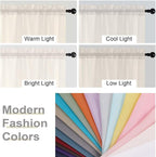 Cream Sheer Curtains 63 Inch Length 2 Panels Set - Image 7