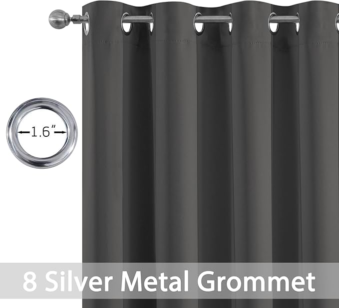 Yakamok Wide Thermal Blackout Patio Door Curtain Panel, Charcoal Grey Grommet - Image 2
