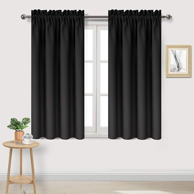 DWCN Black Blackout Curtains for Bedroom – Rod Pocket Thermal Insulated Energy by DWCN