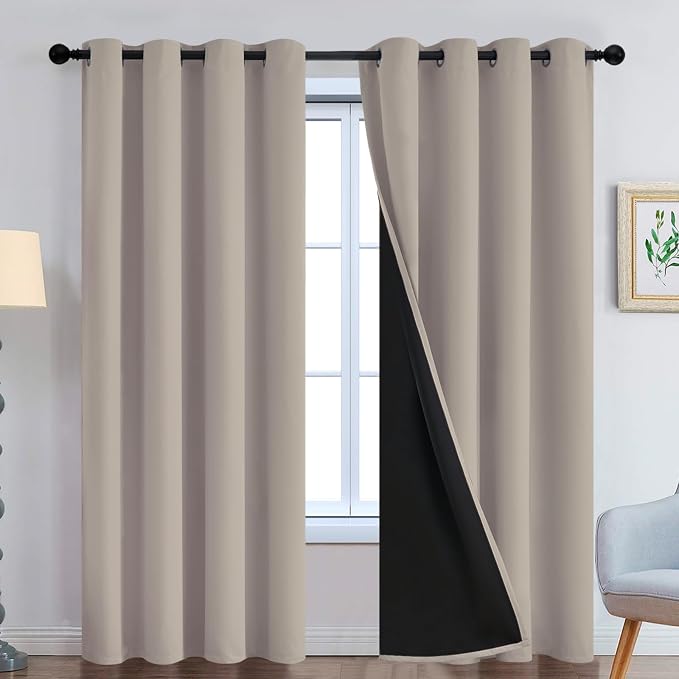 Yakamok 100% Blackout Curtains 84 Inches Long, 2 Thick Layers Heat and Full by Yakamok