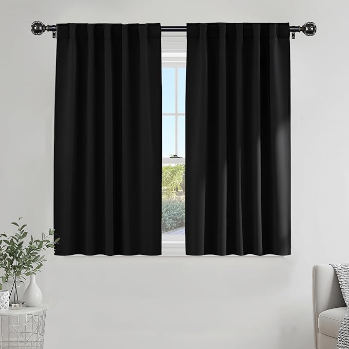 PONY DANCE Short Blackout Curtains 54 Inches Long, Room Darkening Curtains by PONYDANCE