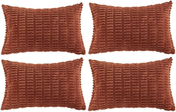 Fancy Homi 4 Packs Rust Decorative Throw Pillow Covers 12x20 Inch by Fancy+Homi