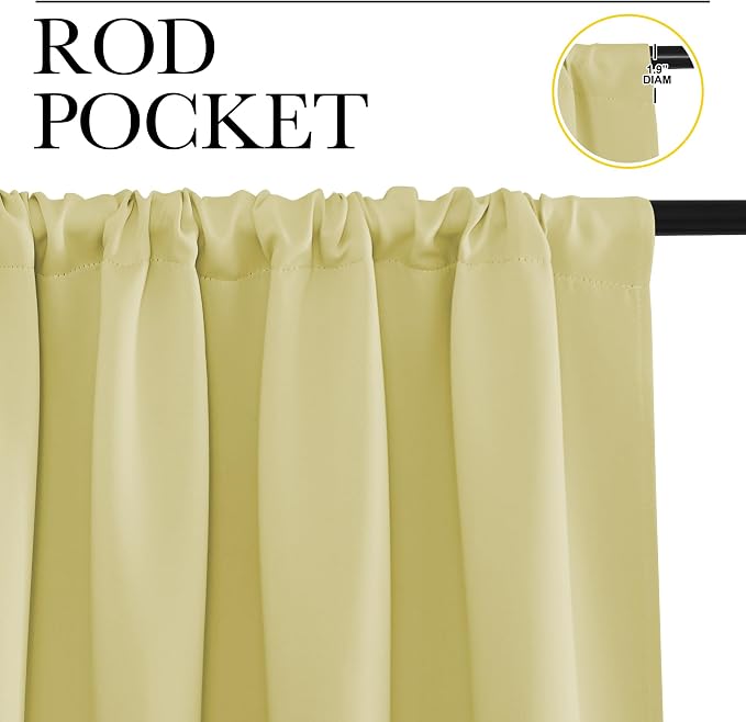 NICETOWN Blackout Curtains Window Draperies, Paler Yellow, 70 by 95 inches Long - Image 2