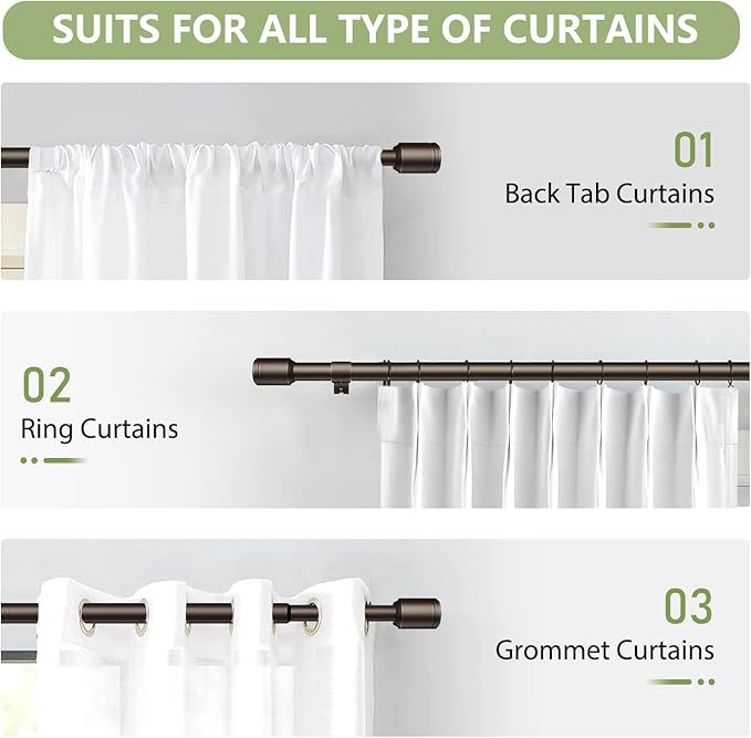 5/8” Diameter Bronze Curtain Rods 30-90 Inch, - Image 7