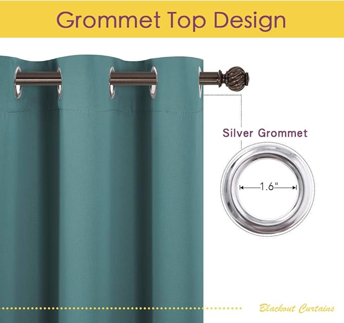 NICETOWN Living Room Window Curtain Panels, Thermal Insulated Solid Grommet - Image 2