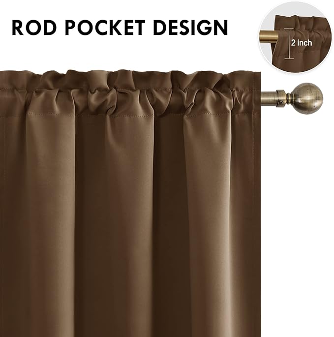 DWCN Brown Room Darkening Blackout Curtains - Image 4