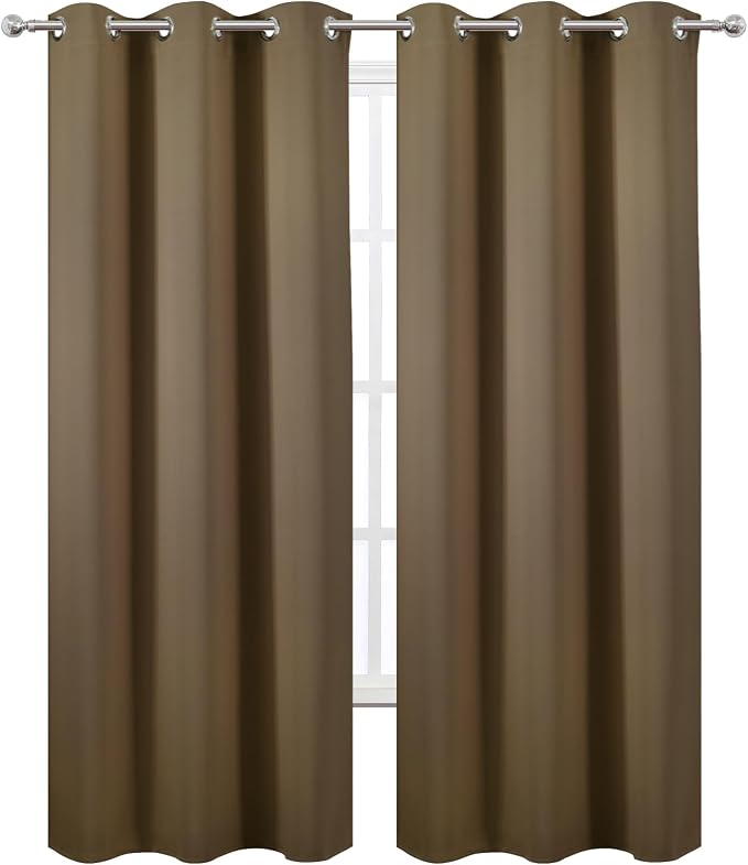 LEMOMO Brown Thermal Blackout Curtains/38 x 84 Inch/Set of 2 Panels Room - Image 2