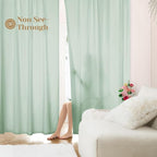 HOMEIDEAS Non-See-Through Sage Green Privacy Sheer Curtains, 52 X 63 Inches by HOMEIDEAS