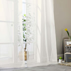 Ivory Sheer Curtain for Bedroom Living Room 78 Inches Long 2 Panels Set - Image 9