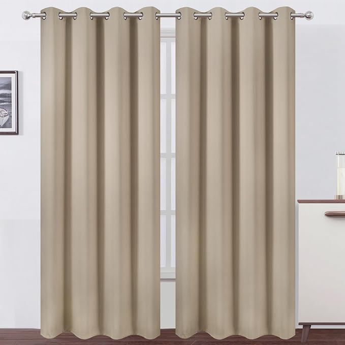 LEMOMO Khaki Thermal Blackout Curtains/52 x 95 Inch/Set of 2 Panels Room by Lemomo