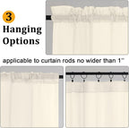 Gwine Cream Sheer Curtain Tiers 24 Inch Length 2 Panels, Light Filtering Voile - Image 4