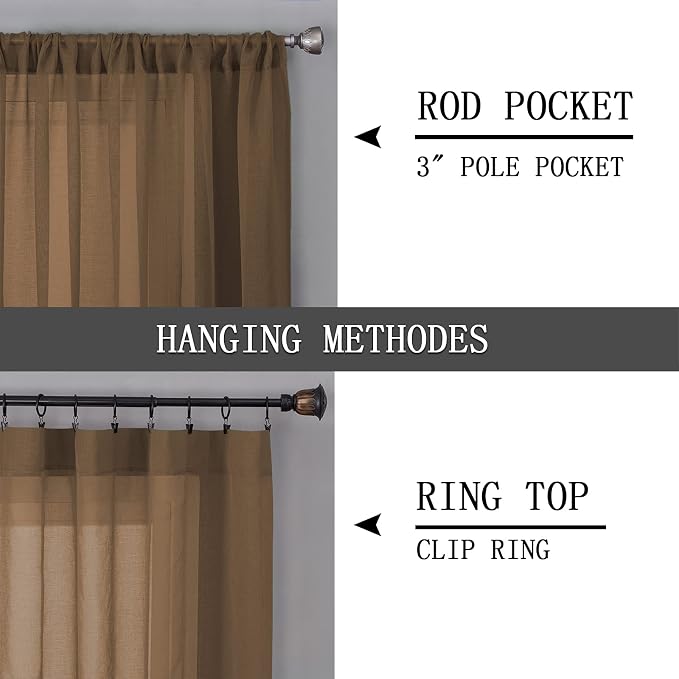 Tollpiz Short Sheer Curtains Living Room Linen Textured Curtain Sheers Light - Image 5