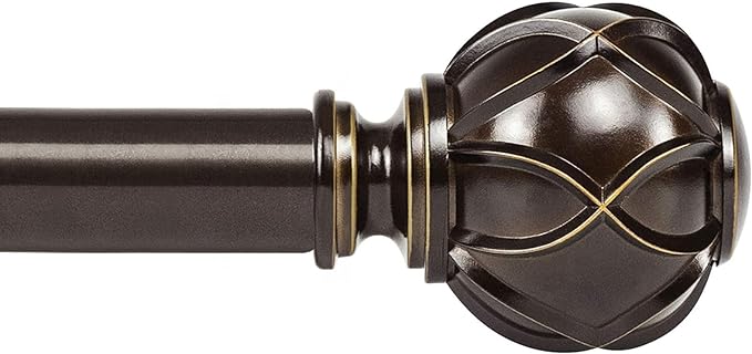 KAMANINA Curtain Rods for Windows 66 to 120 Inch, 7/8 Inch Antique Bronze Heavy by KAMANINA