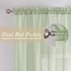 Lecloud Light Green Sheer Curtains 90 Inches Long 2 Panels, Modern Light - Image 5