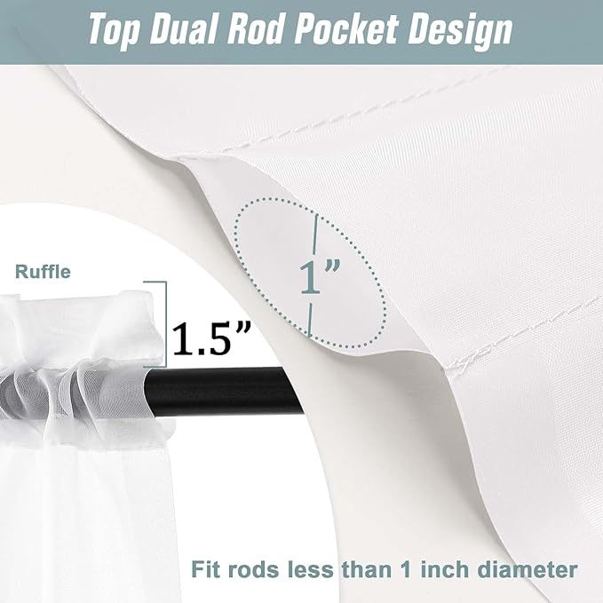 Extra Wide Sheer White Curtains 84 Inches Long 2 Panels, Soft Airy Transparent - Image 3