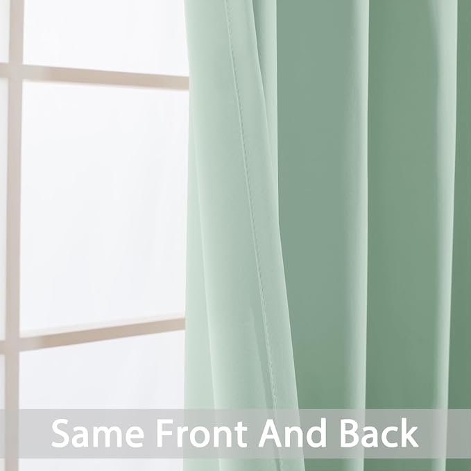 Yakamok Green Curtains 84 Inches Length Blackout Curtain - Image 3
