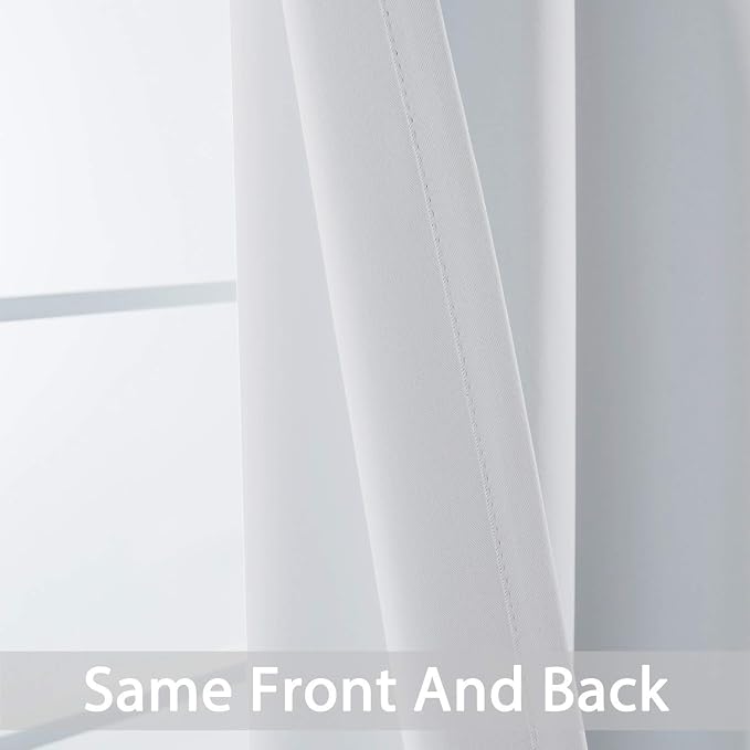 Yakamok Greyish White Curtains for Bedroom, Grommet Thermal Insulated Room - Image 4