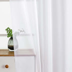 White Small Sheer Curtains 2 Panels Set, Kitchen Curtains 24 Inch Length - Image 4