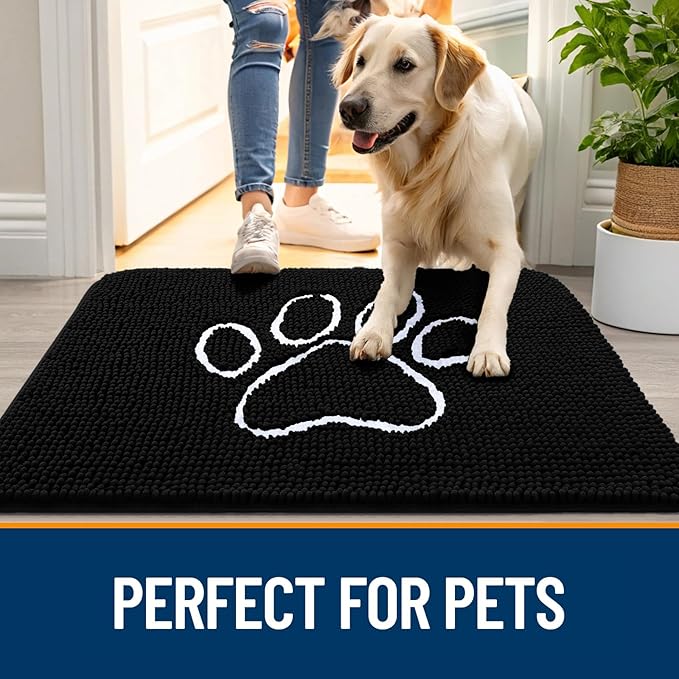 OLANLY Dog Door Mat for Muddy Paws 36x24, Paw Print Design, Absorbs Moisture - Image 6