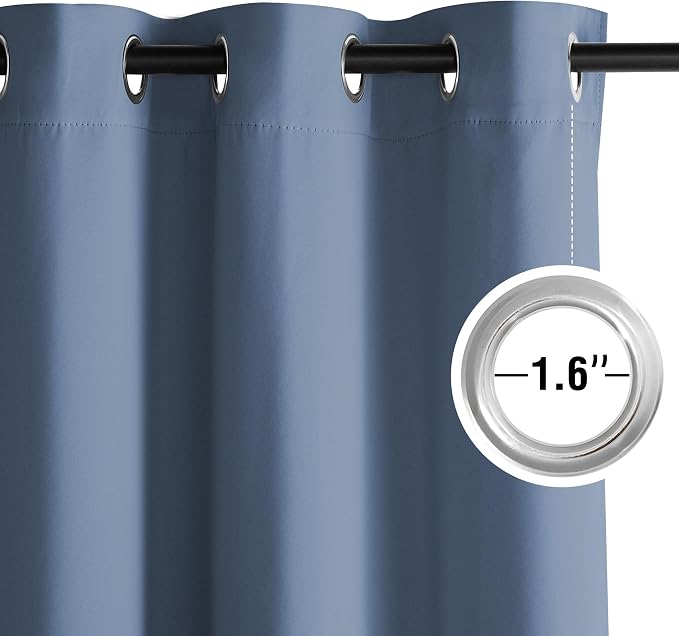 NICETOWN Room Darkening Draperies Curtains Panels, 2 Panels Stone Blue W52 x L63 - Image 3