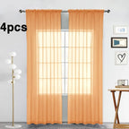 SpaceDresser Beige Sheer Curtains 4 Panels Rod Pocket Semi-Sheer Curtain 63 - Image 2