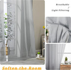 Gwine Light Grey Sheer Curtains 30 Inch Length, Short Light Filtering Voile - Image 4