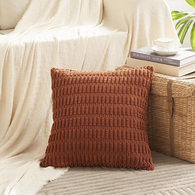 Fancy Homi 4 Packs Rust Decorative Throw Pillow Covers 24x24 Inch - Image 2