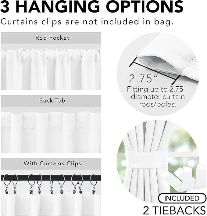 Deconovo Total Blackout Curtains 2 Panels W42 x L45— 100% Blackout, Thermal - Image 3