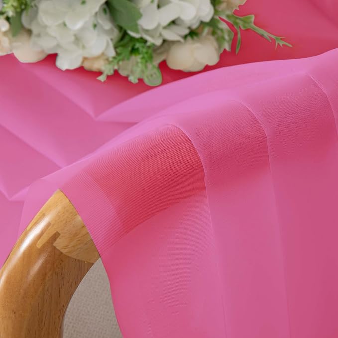 OWENIE Hot Pink Sheer Curtains for Bedroom Living Room 96 Inches Long 2 Panels - Image 6