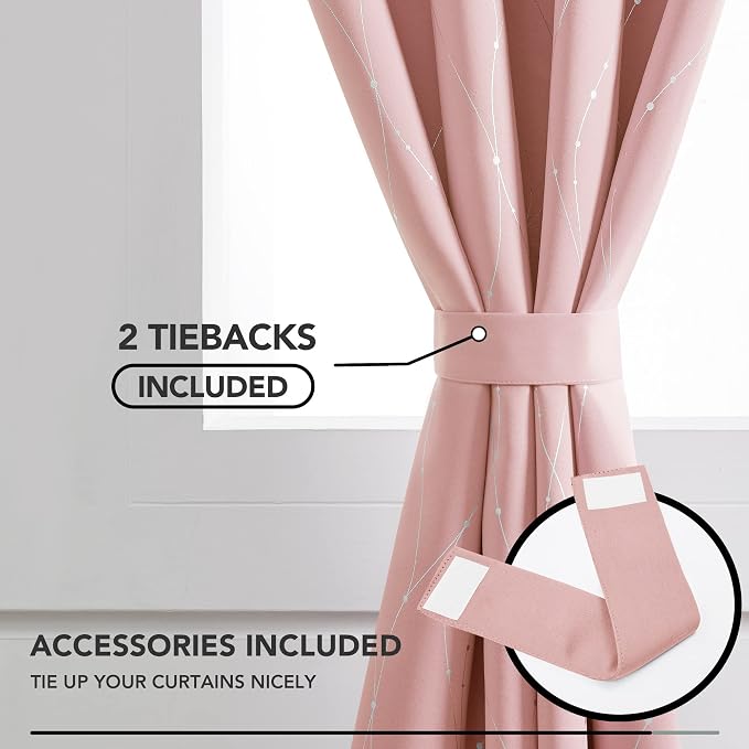Deconovo Pink Curtains, Thermal Insulated Soundproof Curtain, 52 x 63 Inch Long - Image 5