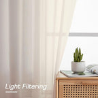 OWENIE Cream Sheer Curtains 68 Inch Length 2 Panels Set - Image 3