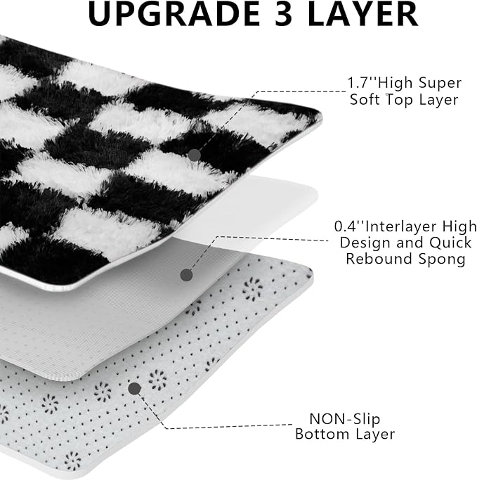 Large Area Rugs for Living Room Bedroom, 9x12 Black and White Fluffy Soft - Image 5
